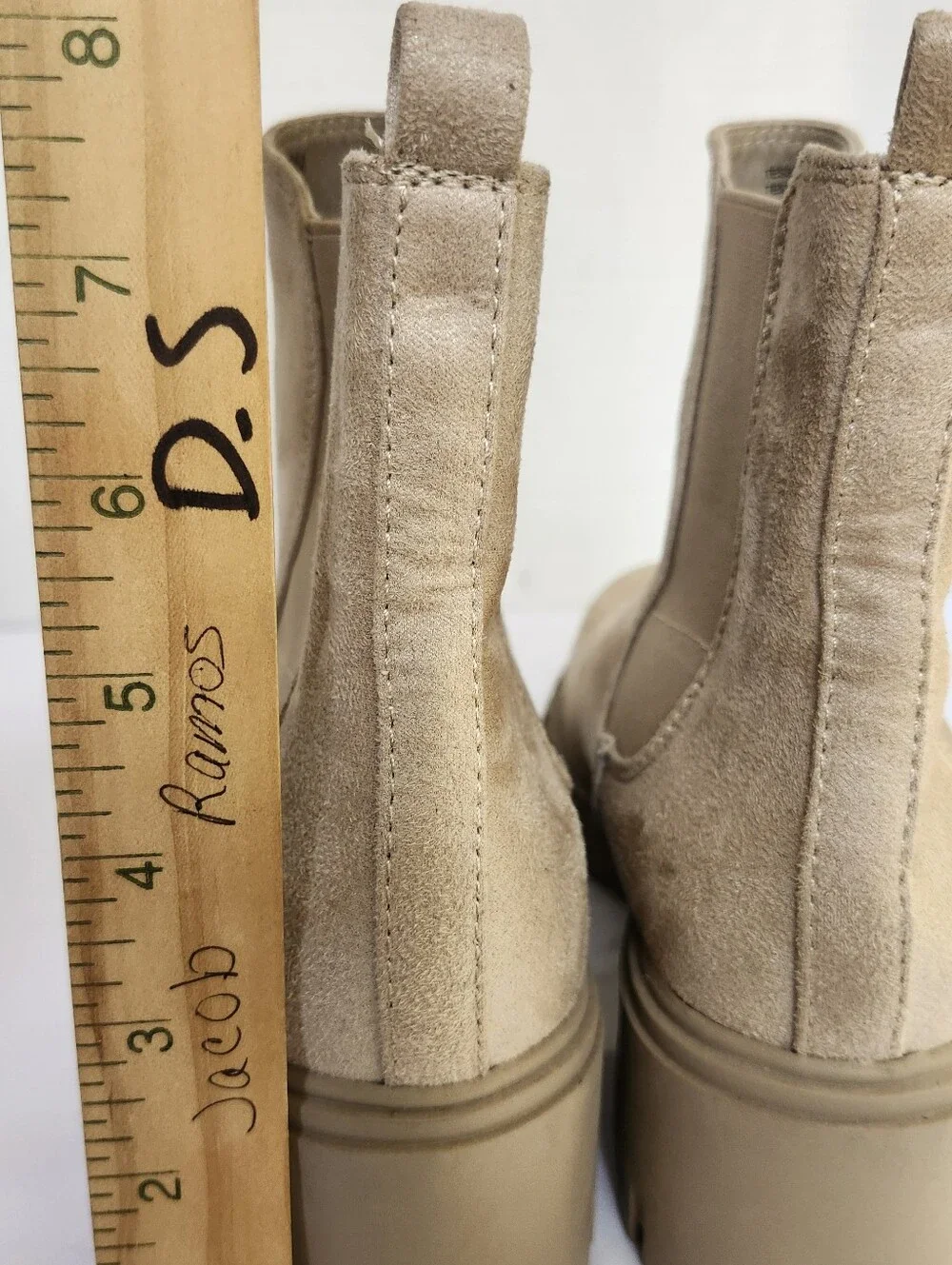 MADDEN GIRL Beige Suede Chelsea Lug Ankle Boots